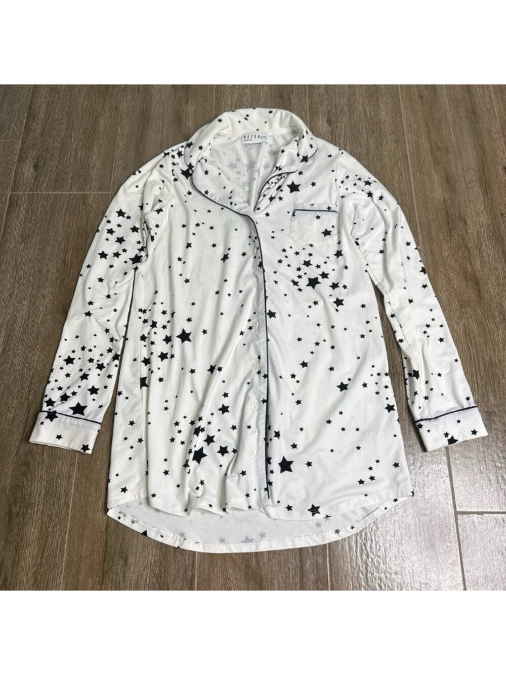 Mason Grey Star Print Sleep Dress Long Sleeve Pajama Dress S
